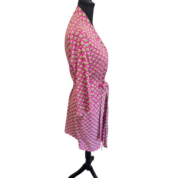 Vera Bradley Pink Green Soft Floral Print Cotton Blend Robe S/M Lightweight - Picture 5 of 10